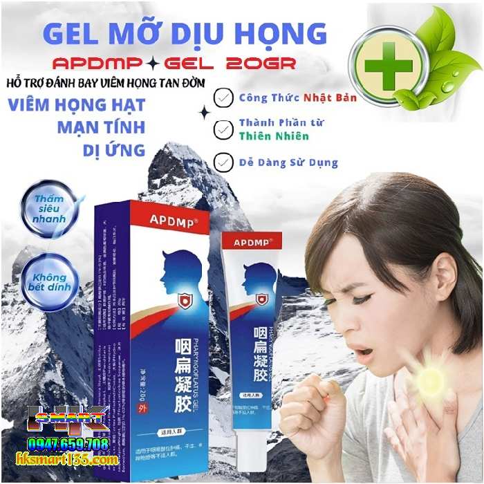 Gel Nén Chườm Cổ Bôi Họng Apdmp 20gr Nội Địa Trung giúp cải thiện nhanh chóng các triệu chứng ho khan, ho có đờm, viêm họng, rát họng, mất tiếng
