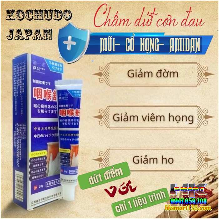 Gel Nén Chườm Cổ Bôi Họng Công Thức Nhật Bản 20gr giúp cải thiện nhanh chóng các triệu chứng ho khan, ho có đờm, viêm họng, rát họng, mất tiếng