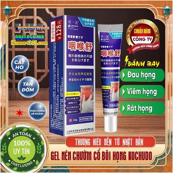 Gel Nén Chườm Cổ Bôi Họng Công Thức Nhật Bản 20gr giúp cải thiện nhanh chóng các triệu chứng ho khan, ho có đờm, viêm họng, rát họng, mất tiếng