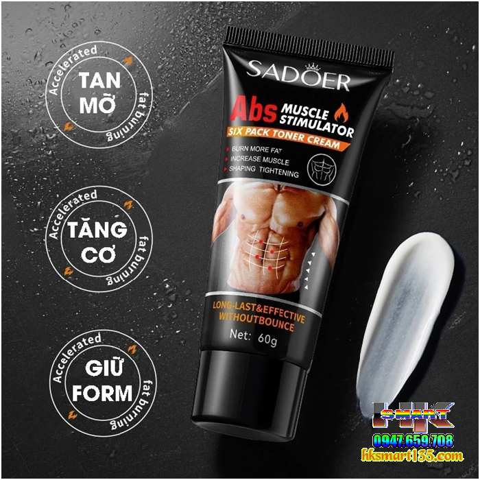 Gel Nóng Sadoer Abs 60g Kích Thích Cơ Sáu Múi Định Hình Làm Săn Chắc Tăng Cơ