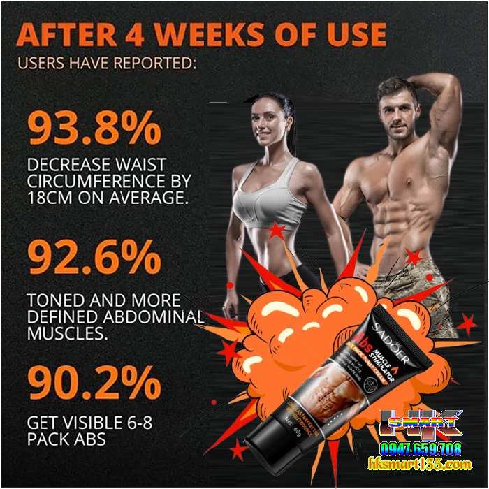 Gel Nóng Sadoer Abs 60g Kích Thích Cơ Sáu Múi Định Hình Làm Săn Chắc Tăng Cơ