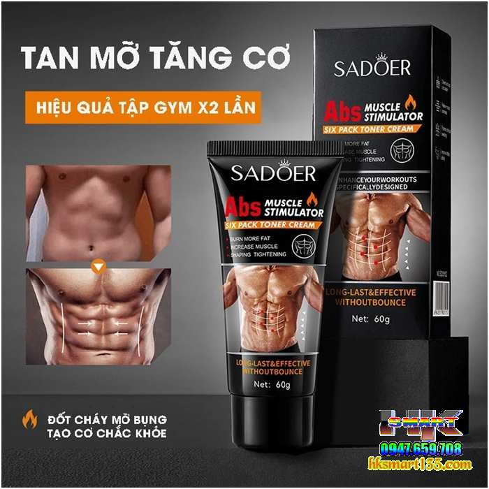 Gel Nóng Sadoer Abs 60g Kích Thích Cơ Sáu Múi Định Hình Làm Săn Chắc Tăng Cơ