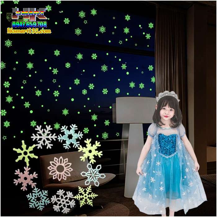 Gói 50 Bông tuyết dạ quang dán tường phát sáng