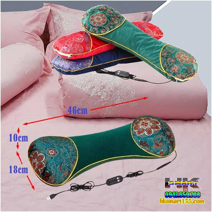 Gối Ngải Cứu Cắm Điện Sưởi Ấm Massage Giúp Giảm Đau Cổ Vai Gáy Thảo Dược Hương Thơm Dễ Chịu