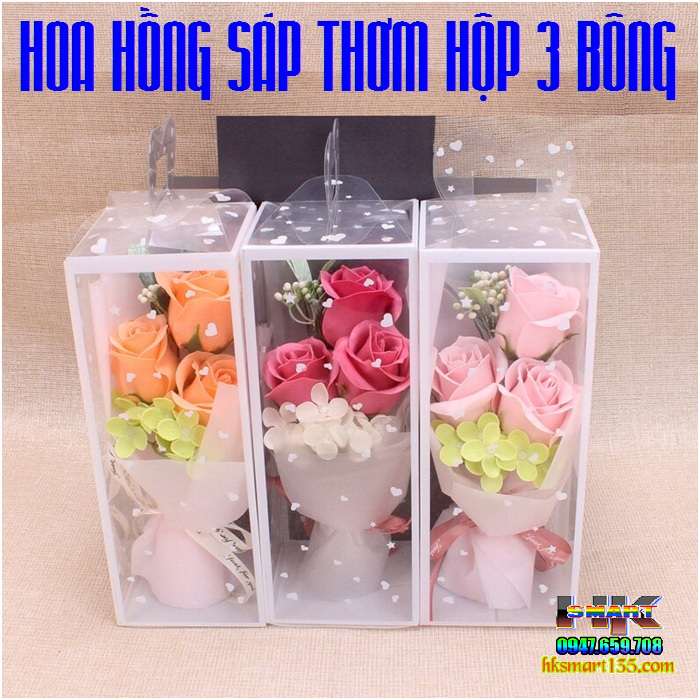 Hoa Hồng Sáp Thơm Hộp 3 Bông