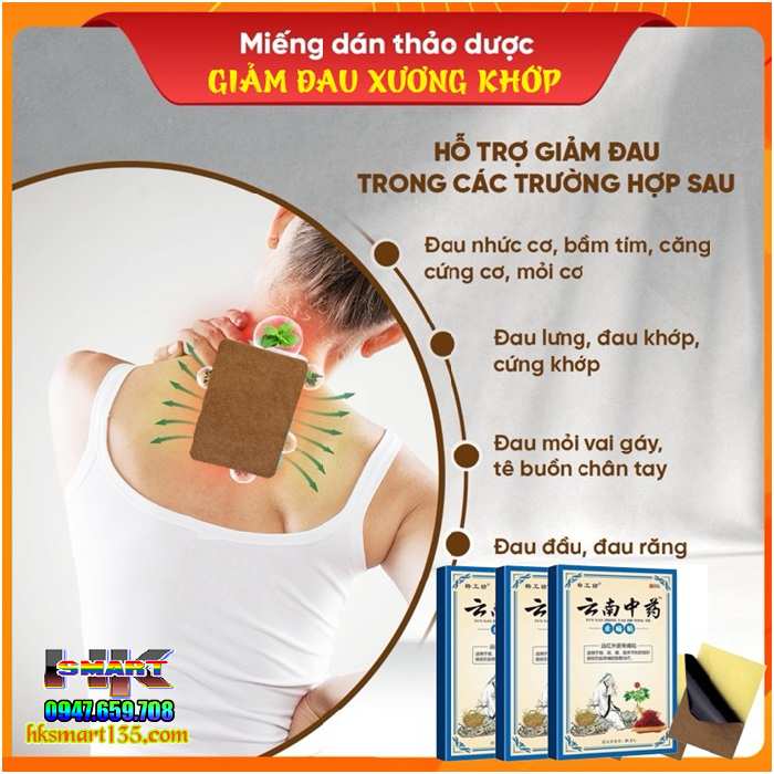 Hộp 8 Miếng Cao Dán Nóng Giảm Đau Cơ Xương Khớp, giảm đau bụng kinh