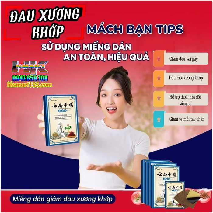 Hộp 8 Miếng Cao Dán Nóng Giảm Đau Cơ Xương Khớp, giảm đau bụng kinh