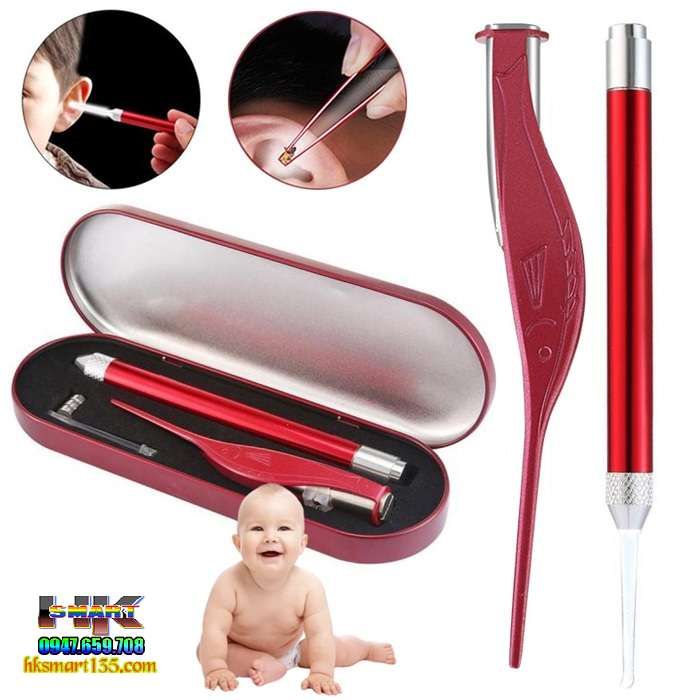 Bộ dụng cụ lấy ráy tai kèm kẹp gắp có đèn