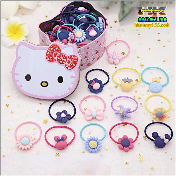 Hộp chun buộc tóc Kitty cho bé