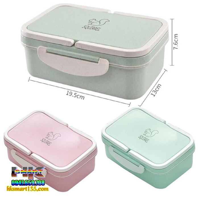 Hộp Đựng Cơm 3 Ngăn Kèm Muỗng Nhựa Lúa Mạch