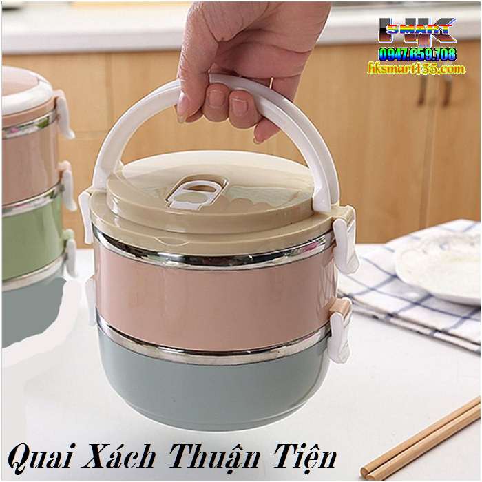 Hộp cơm giữ nhiệt 4 tầng stainless