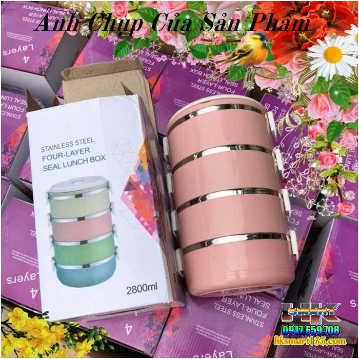 Hộp cơm giữ nhiệt 4 tầng stainless