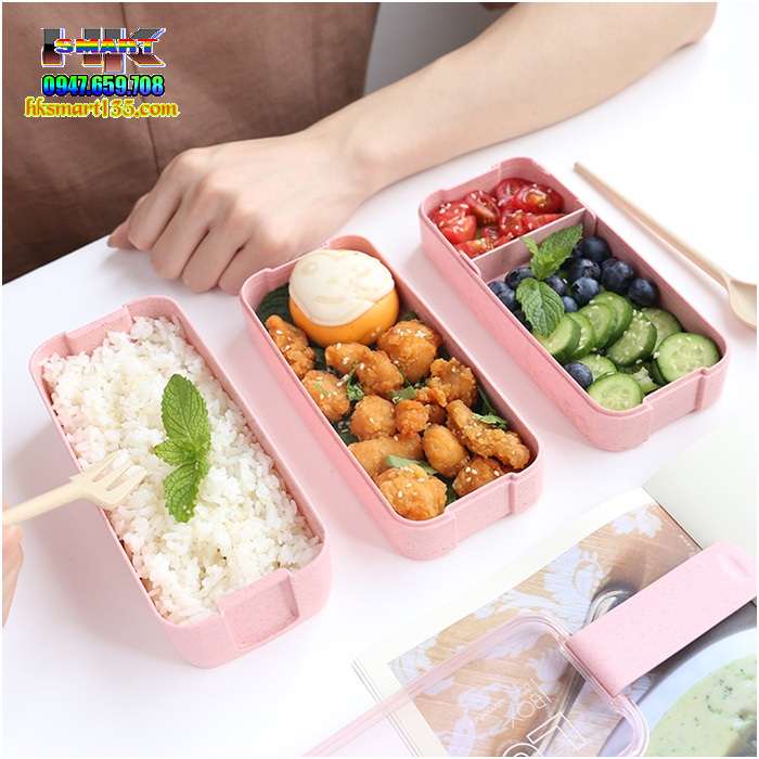 Hộp cơm lúa mạch 3 tầng lunch 900ml