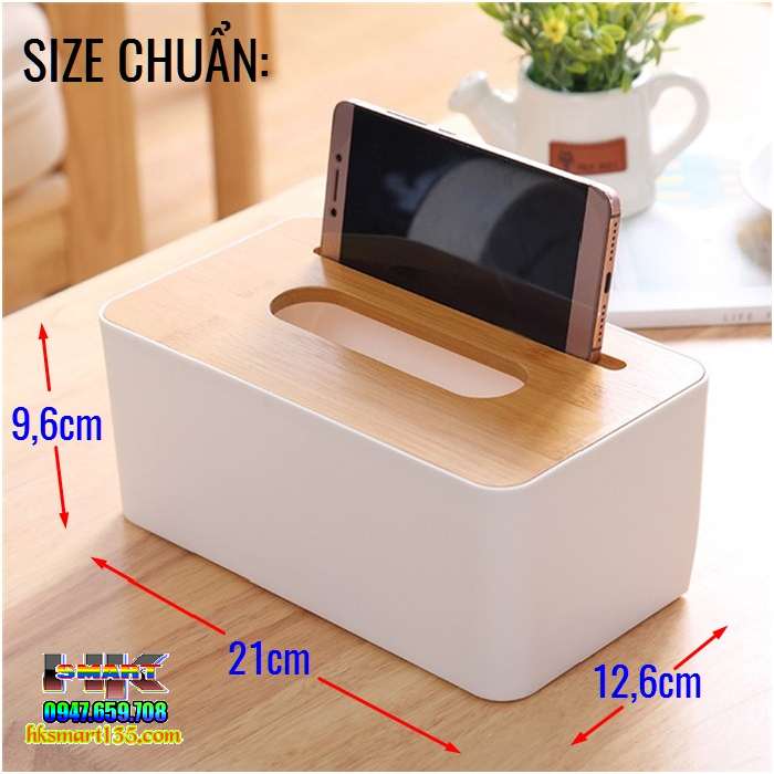Hộp đựng giấy ăn nắp vân gỗ cao cấp