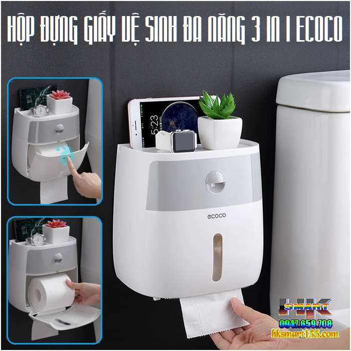 Hộp đựng giấy vệ sinh 3 in 1 ecoco