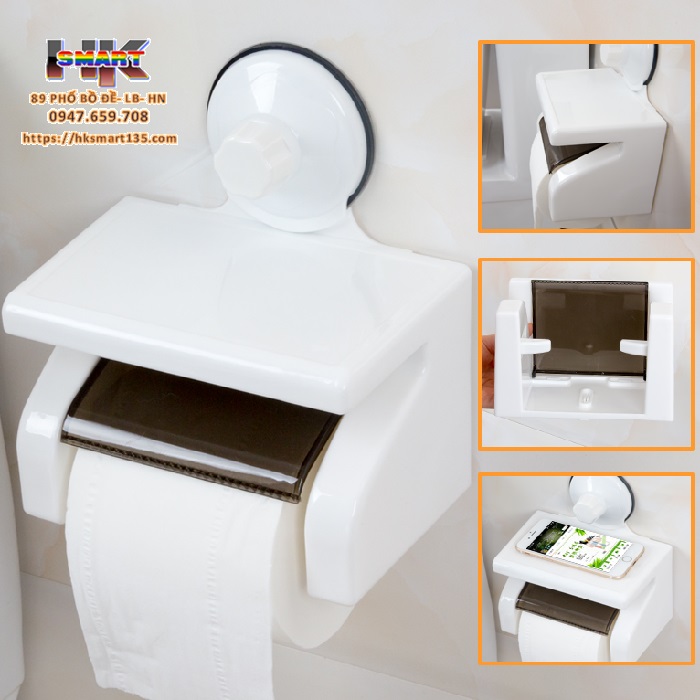 Hộp đựng giấy vệ sinh hút chân không kiêm giá để đồ 2