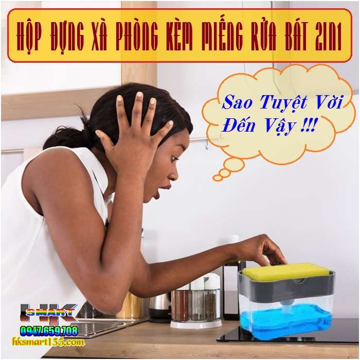 Hộp Đựng Nước Rửa Chén Kèm Miếng Rửa 2 in 1