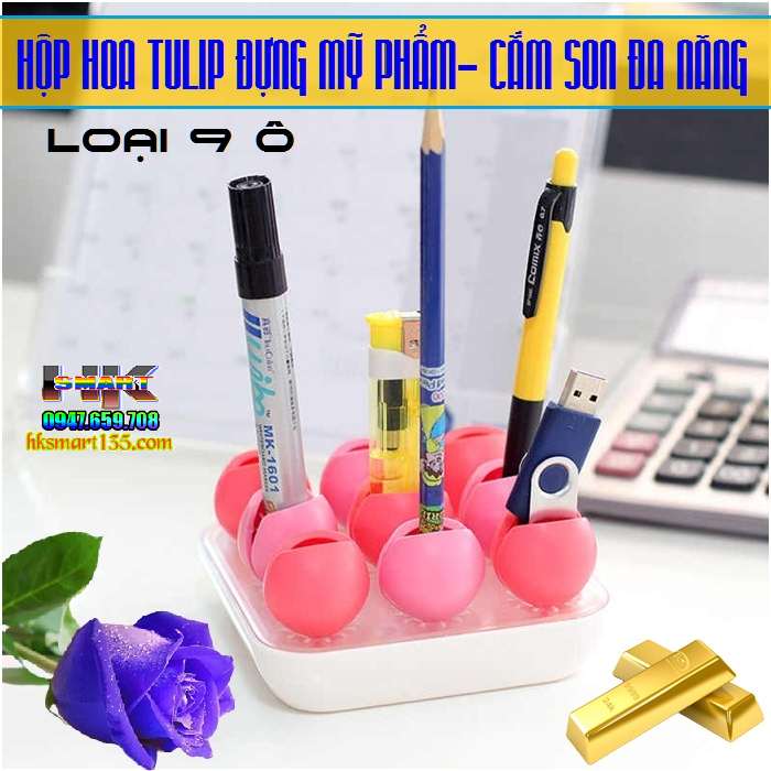 HỘP HOA TULIP ĐỰNG MỸ PHẨM- CẮM SON ĐA NĂNG