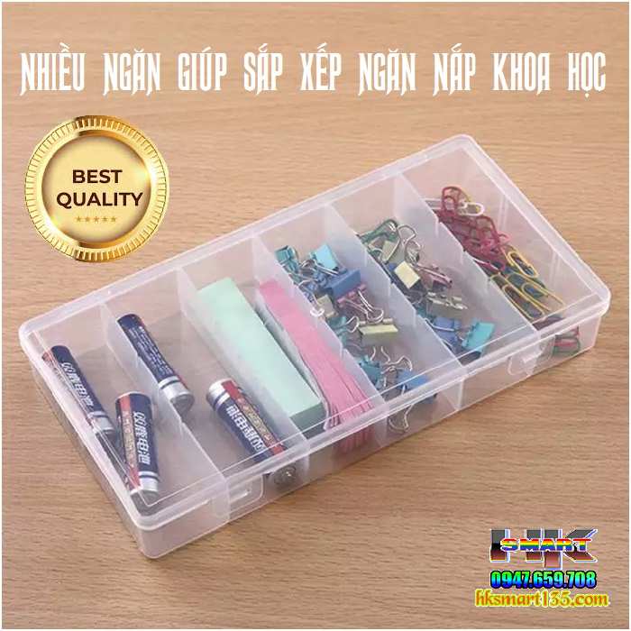 Hộp Nhựa Trong Suốt 6 Ngăn Đựng Linh Kiện Điện Tử- Phụ Kiện- Đồ Dùng Trang Điểm