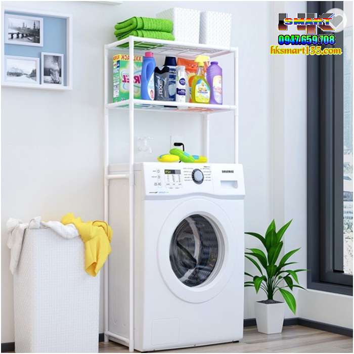 Kệ để đồ phía trên bồn cầu và máy giặt