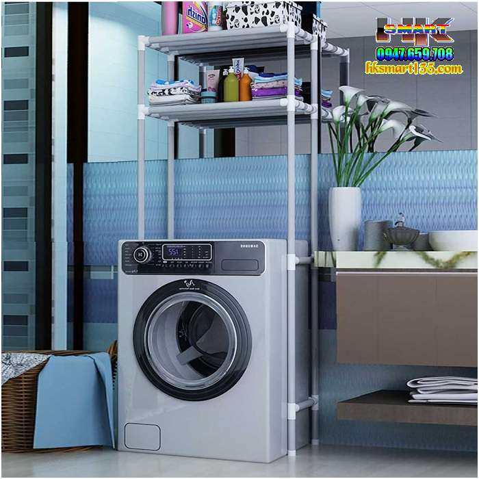 Kệ để đồ phía trên bồn cầu và máy giặt