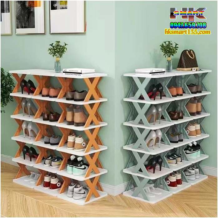 Kệ để giày dép lắp ghép 5 tầng hình chữ X