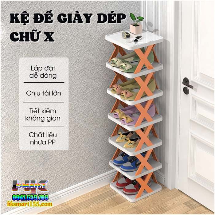 Kệ để giày dép lắp ghép 5 tầng hình chữ X