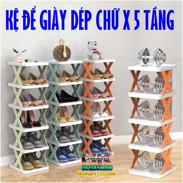 Kệ để giày dép lắp ghép 5 tầng hình chữ X