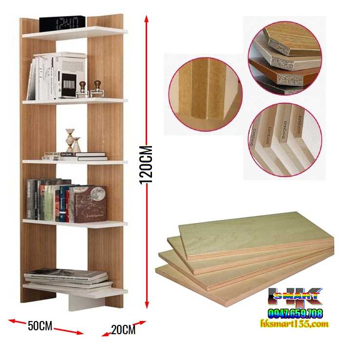 Kệ Giá Để Sách 5 Tầng Gỗ MDF