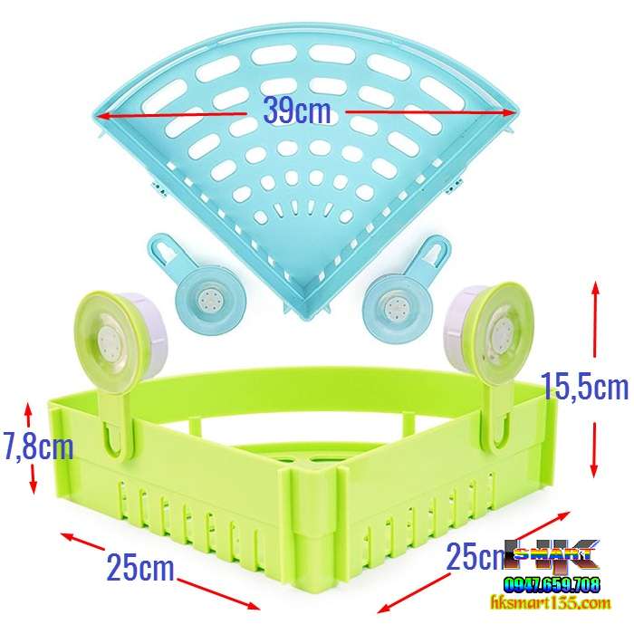 Kệ treo góc nhà tắm hút chân không