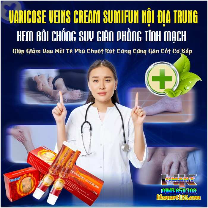 Kem Chống Suy Giãn Phồng Tĩnh Mạch Varicose Veins Cream Sumifun 20Gr