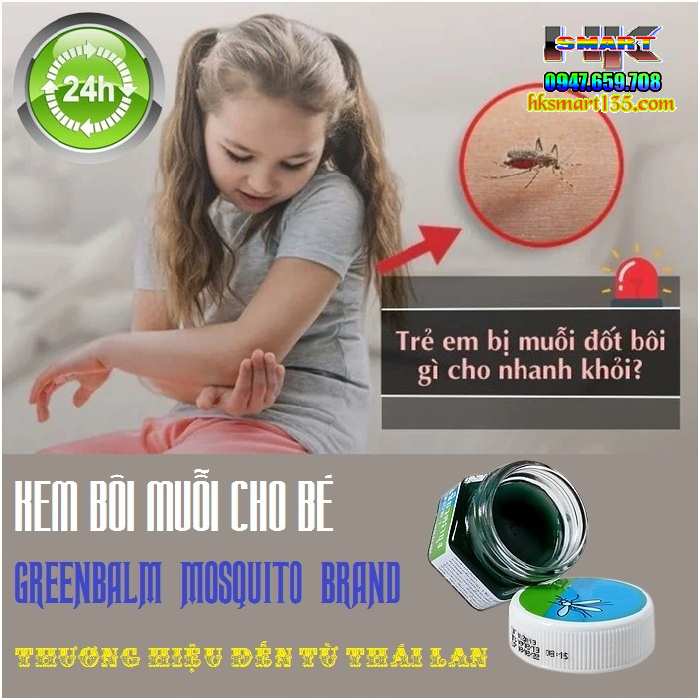 Kem Bôi Muỗi Cho Bé Greenbalm Mosquito Brand 13gr Thái Lan