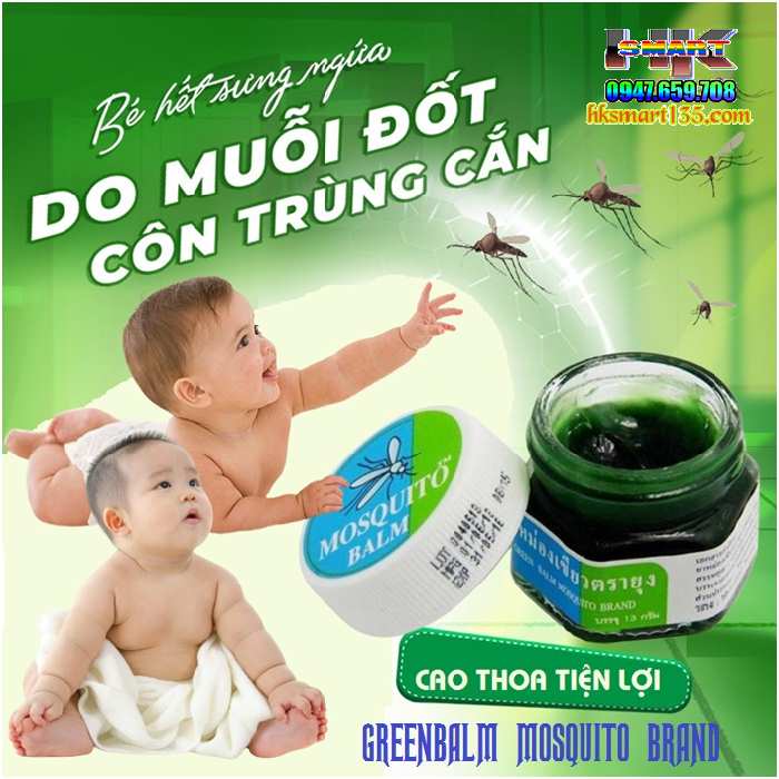 Kem Bôi Muỗi Cho Bé Greenbalm Mosquito Brand 13gr Thái Lan