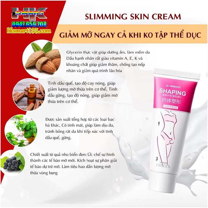 Kem Đốt Cháy Mỡ Giảm Béo Chuyên Nghiệp Hiisees 40gr- Tiêu Mỡ Giảm Béo Toàn Thân Hiệu Quả