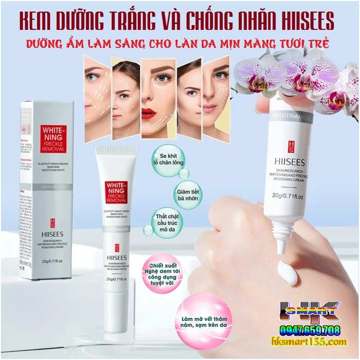 Kem Dưỡng Ẩm Trắng Da Và Chống Nhăn Hiisees Whitening