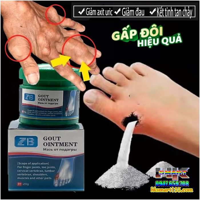 Kem Giảm Đau Sưng Gout Khớp Ngón Tay Và Ngón Chân Pain Relief Cream/gout Ointment/20g