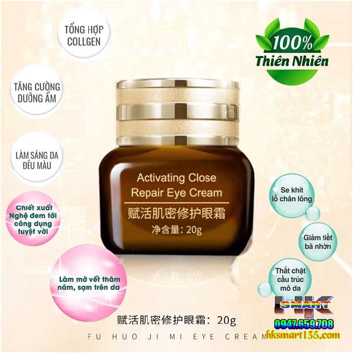 Kem Giảm Thâm Mắt Xoá Mờ Nếp Nhăn DLYERN Activating Close Repair Eye 20g