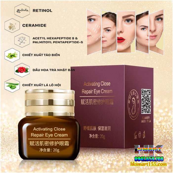 Kem Giảm Thâm Mắt Xoá Mờ Nếp Nhăn DLYERN Activating Close Repair Eye 20g