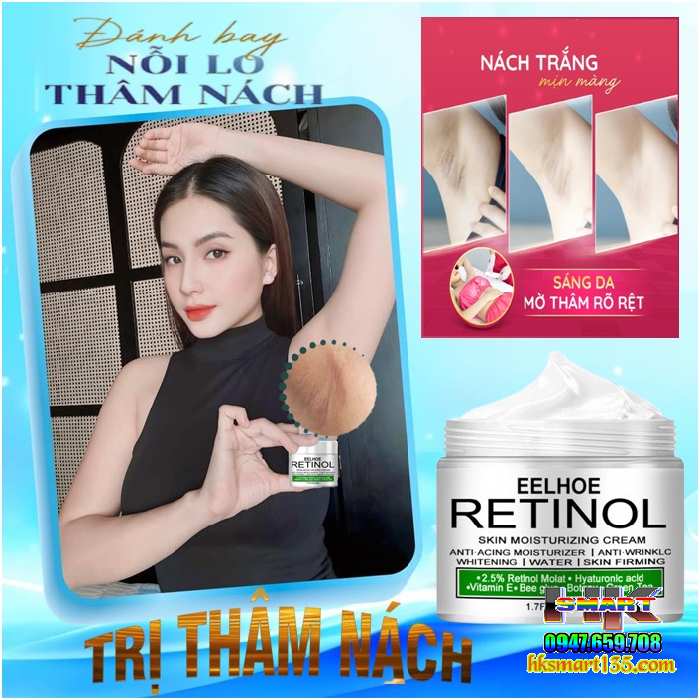 Kem Retinol Eelhoe 30gr-Dưỡng Ẩm Làm Trắng Sáng Da Cô Cậu Nhỏ, Hồng Nhũ Hoa, Vùng Nách, Đầu Gối, Khuỷu Tay, Bikini