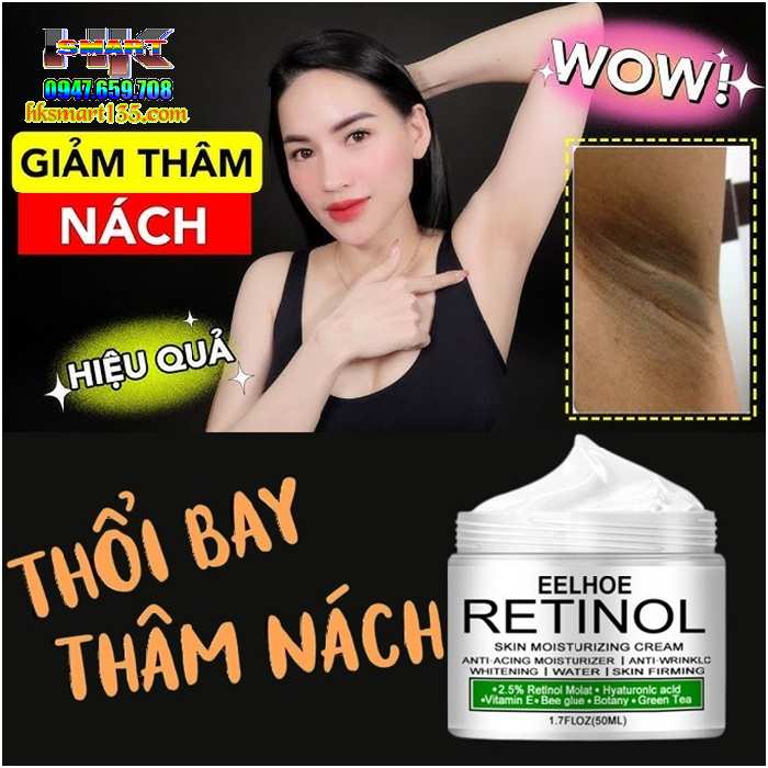 Kem Retinol Eelhoe 30gr-Dưỡng Ẩm Làm Trắng Sáng Da Cô Cậu Nhỏ, Hồng Nhũ Hoa, Vùng Nách, Đầu Gối, Khuỷu Tay, Bikini