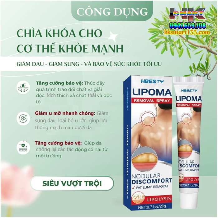 Kem Loại Bỏ Đánh Tan U Mỡ Bướu Cổ Hbesty Lipoma Nodular 20gr- Thảo Dược Thiên Nhiên