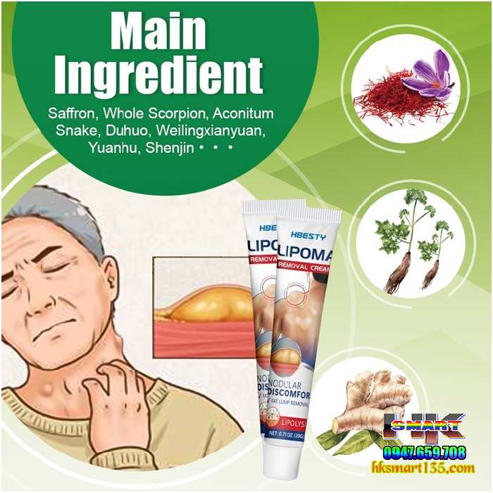 Kem Loại Bỏ Đánh Tan U Mỡ Bướu Cổ Hbesty Lipoma Nodular 20gr- Thảo Dược Thiên Nhiên