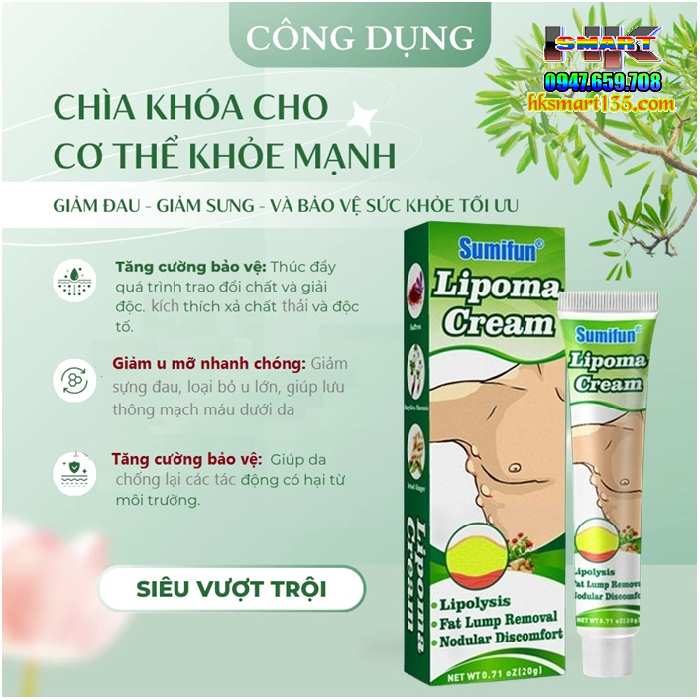 Kem Loại Bỏ Đánh Tan U Mỡ Bướu Cổ Tuyến Giáp Dưới Da Sumifun Lipoma Lipolysis 20gr