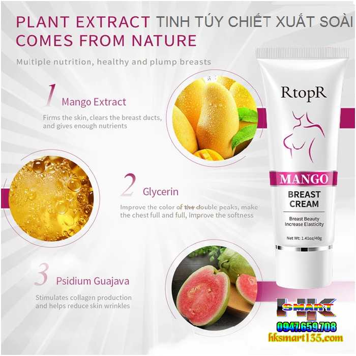 Kem Massage Săn Chắc Và Nâng Ngực Nở Ngực Cho Nữ Rtopr 40gr Thương Hiệu Đỉnh Cao