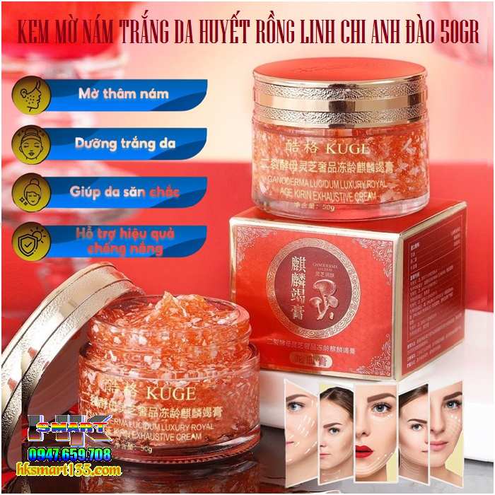 Kem Mờ Nám Trắng Da Huyết Rồng Linh Chi Hoa Anh Đào 50gr Chuẩn Chính Hãng