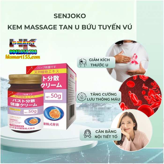 Kem Tan U Bướu Tuyến Vú, Tiêu Nang Senjoko Nhật Bản 50gr- Hỗ Trợ Hiệu Quả U Mỡ, Bướu Hạch, U Xơ Tuyến Vú