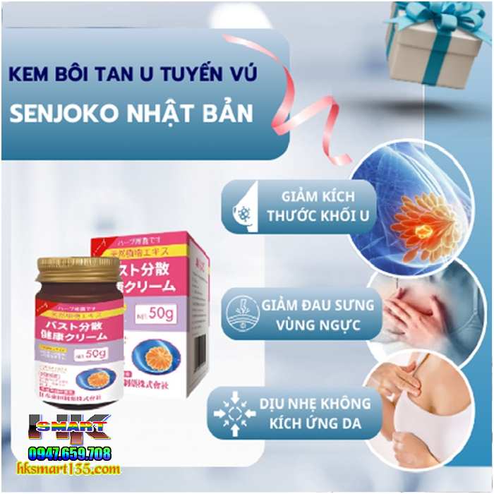 Kem Tan U Bướu Tuyến Vú, Tiêu Nang Senjoko Nhật Bản 50gr- Hỗ Trợ Hiệu Quả U Mỡ, Bướu Hạch, U Xơ Tuyến Vú