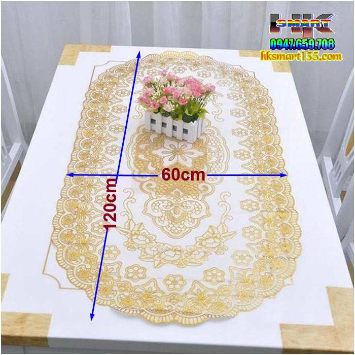 KHĂN TRẢI BÀN HOA VĂN DẬP NỔI SANG TRỌNG 60X120 CM | HK.SMART SHOP