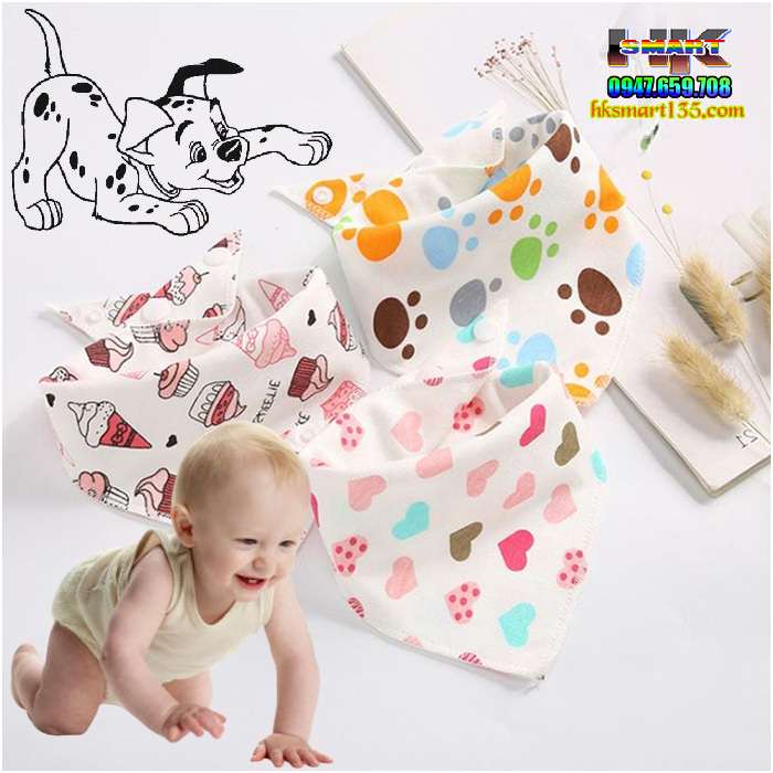 Khăn yếm cotton 2 lớp mềm mịn giữ ấm cho bé