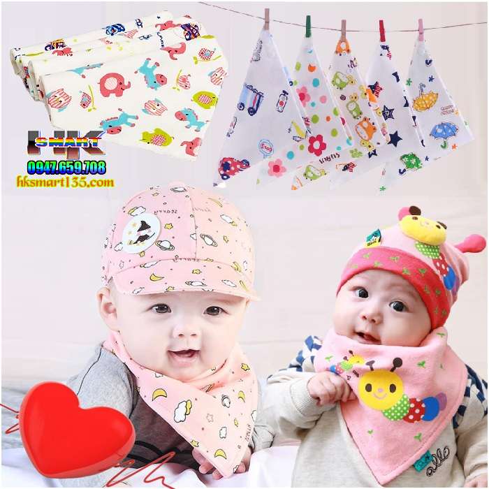 Khăn yếm cotton 2 lớp mềm mịn giữ ấm cho bé